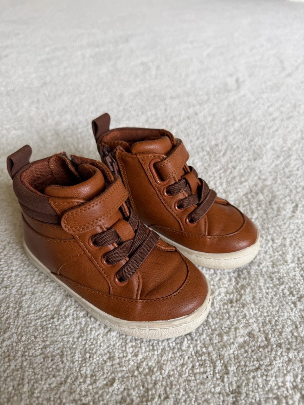 Kids Brown High-Top Sneakers - Classic Casual Shoes